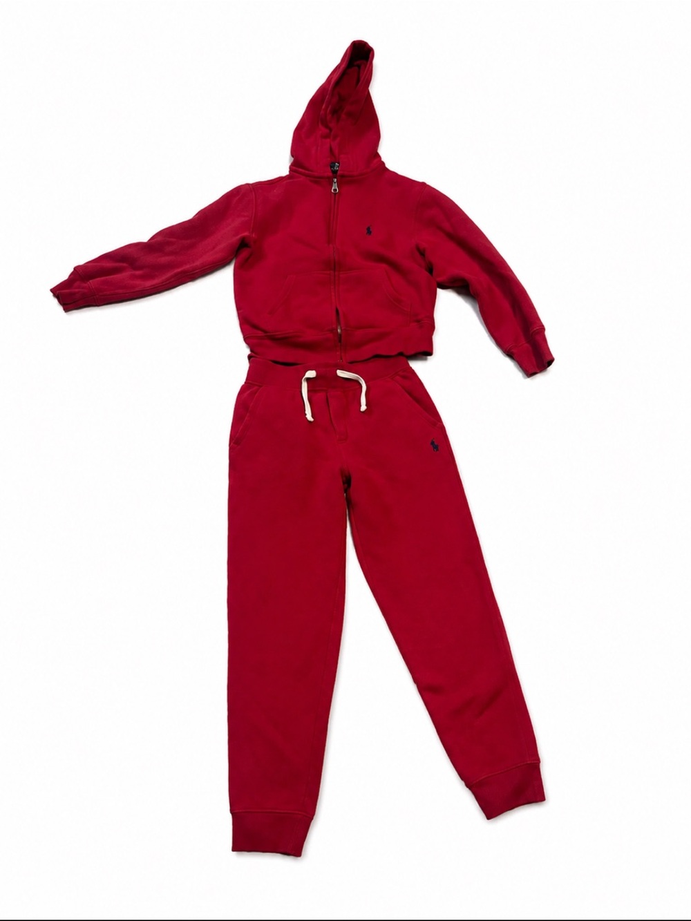 Polo Ralph Lauren Red Matching Tracksuit Set Youth Size 8 Zip Hoodie Joggers